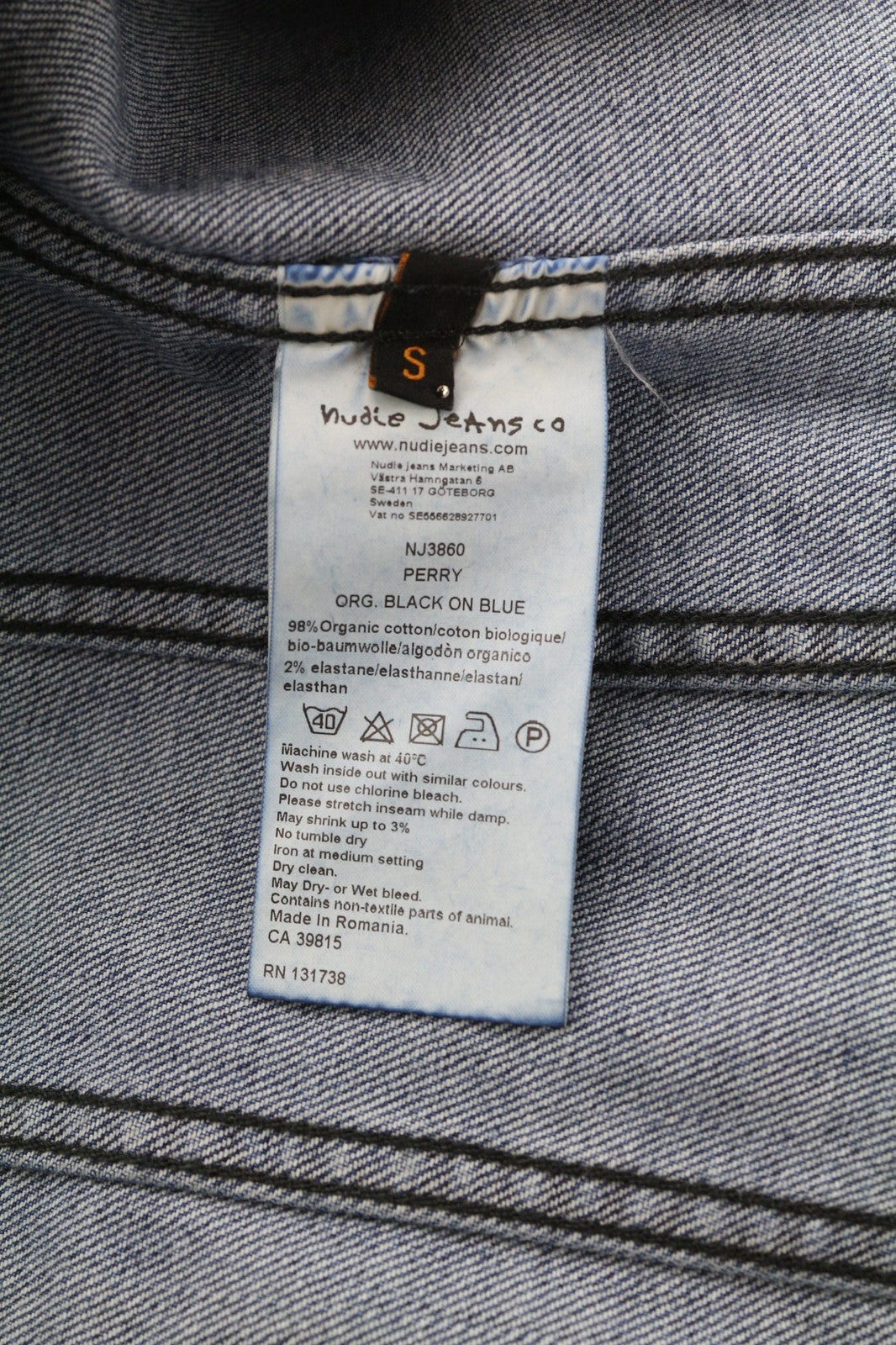 NUDIE JEANS Perry Men's Jacket S Denim Organic Black Blue Button Washed