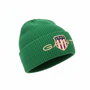 GANT Archive Shield Beanie Men Hat L/XL Lavish Green Wool Blend Tight-Knit Logo