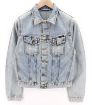NUDIE JEANS Terry Men's Jacket S Bleach Blue Spread Denim Button Neck