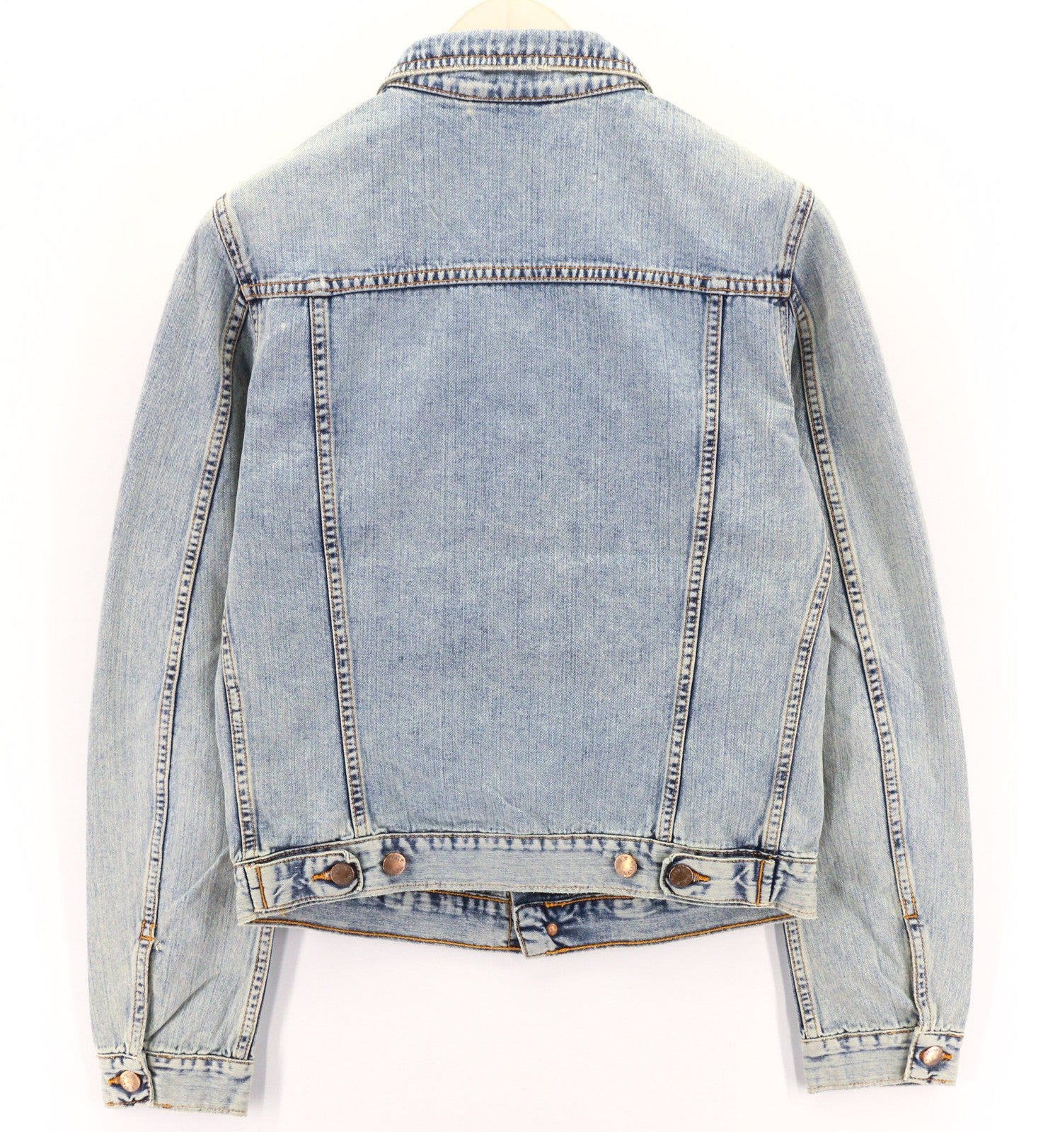 NUDIE JEANS Terry Men's Jacket S Bleach Blue Spread Denim Button Neck