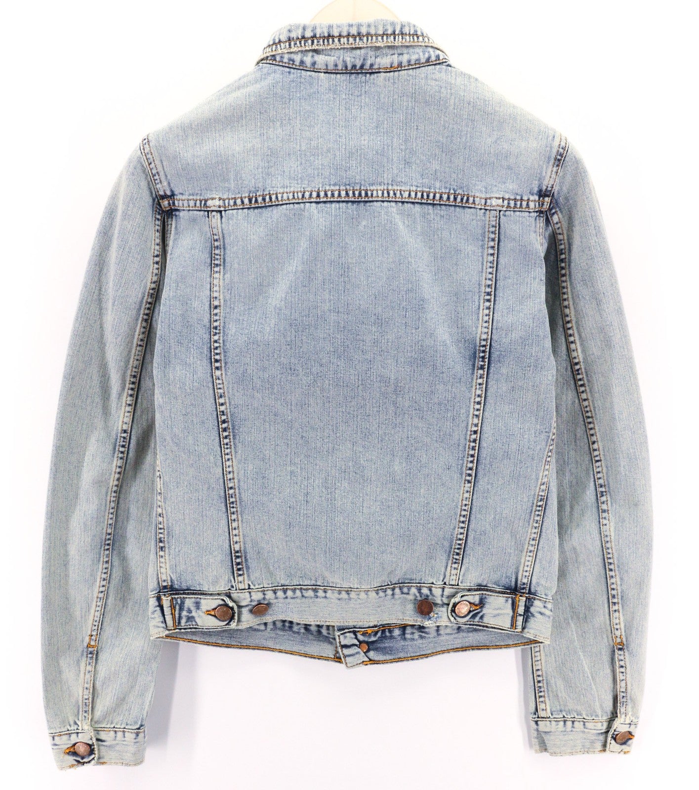 NUDIE JEANS Terry Men's Jacket S Bleach Blue Cotton Denim Spread Button