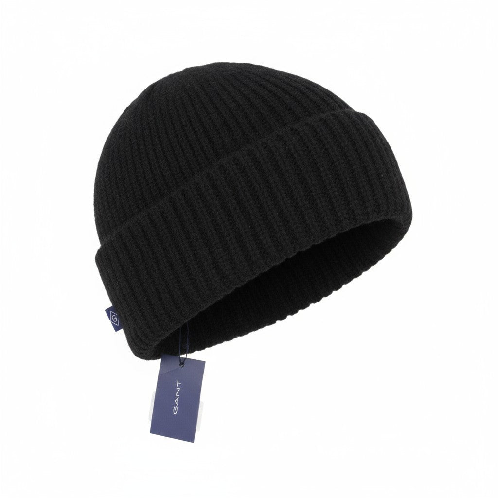 GANT Mohair Beanie vyriška kepurė OS juoda flanelinė vilnos mišinio tvirta megzta minkšta tampri 