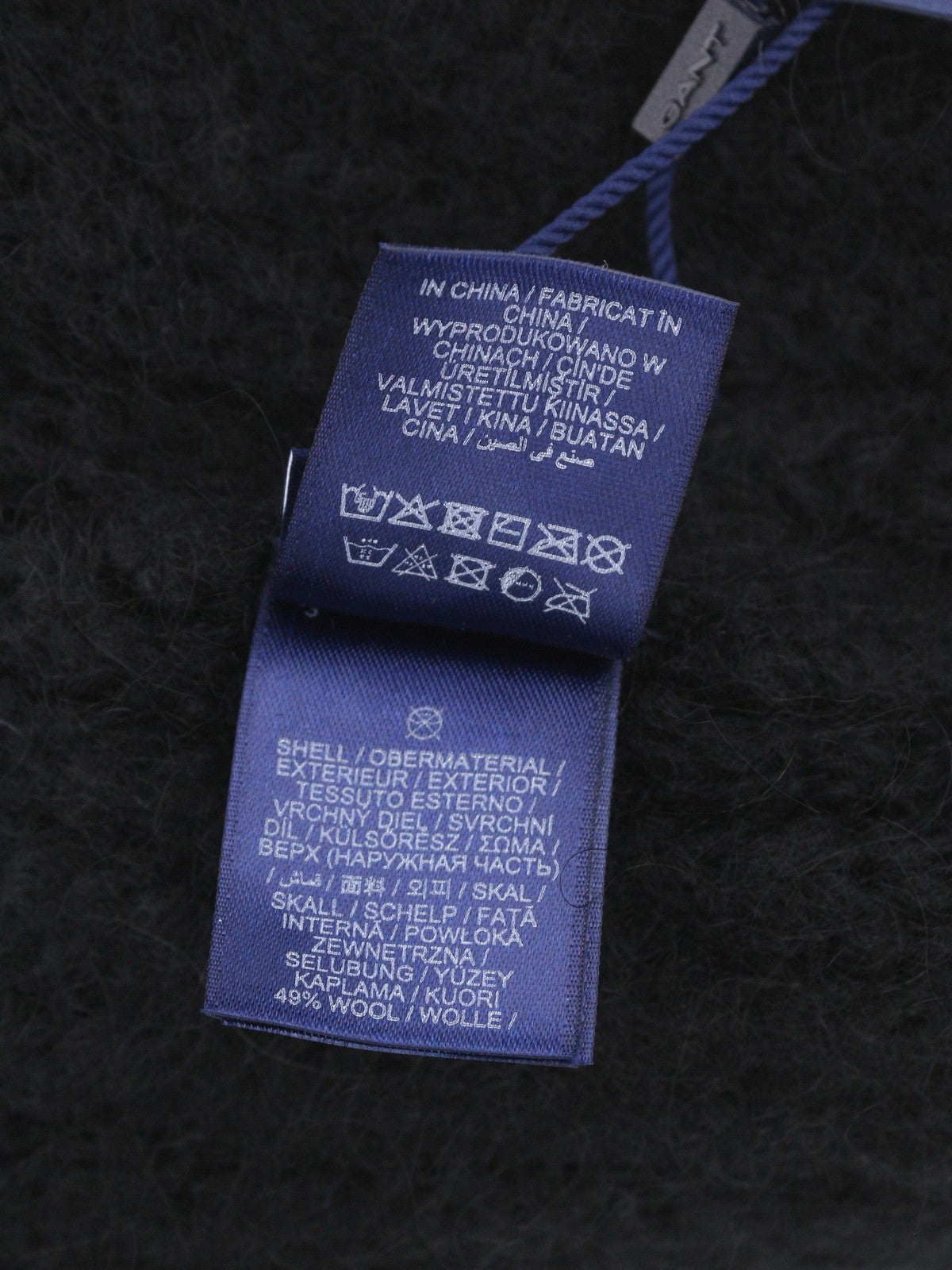 GANT Mohair Beanie Men Hat OS Black Flannel Wool Blend Tight-Knit Soft Stretch