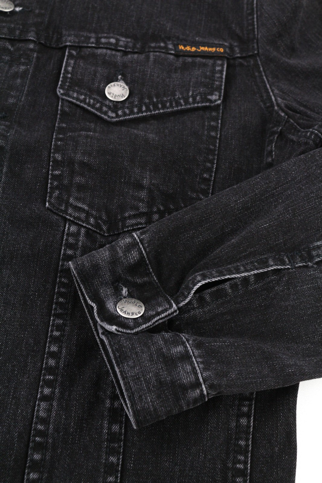 NUDIE JEANS Perry Organic Black Stone Men's Jacket M Denim Black Faded