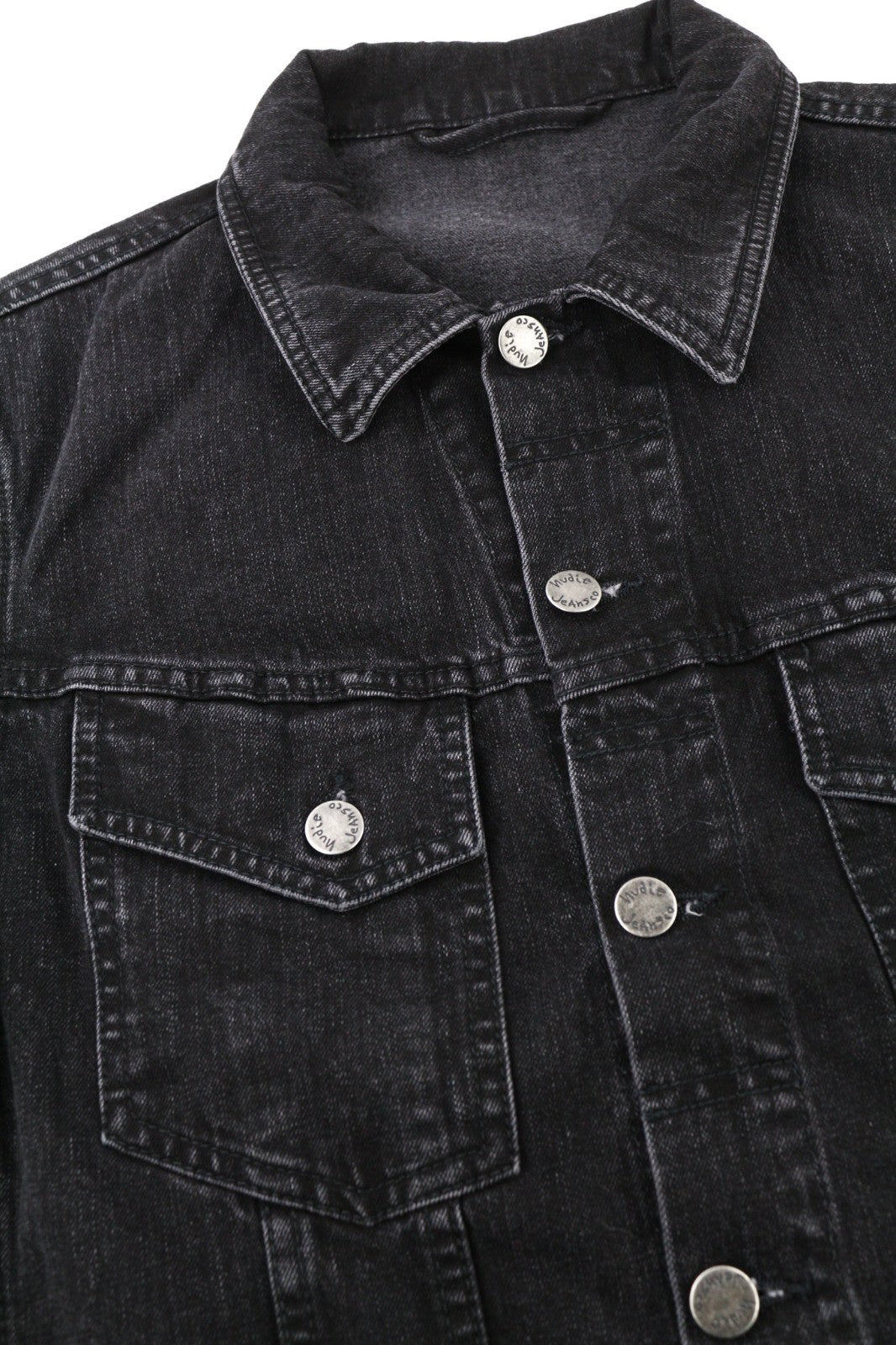 NUDIE JEANS Perry Organic Black Stone vyriška striukė M, džinsinė medvilnė, juoda 