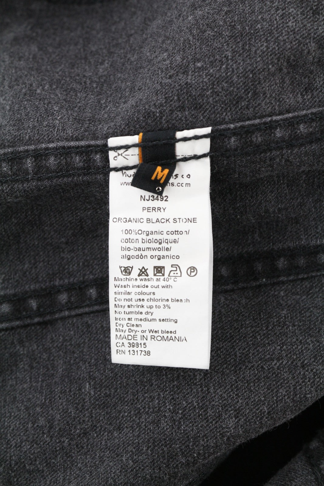 NUDIE JEANS Perry Organic Black Stone vyriška striukė M, džinsinė medvilnė, juoda 
