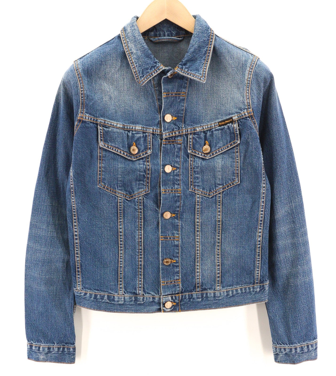 NUDIE JEANS Terry Recycle Worn In Men's Jacket S Blue Faded Cotton