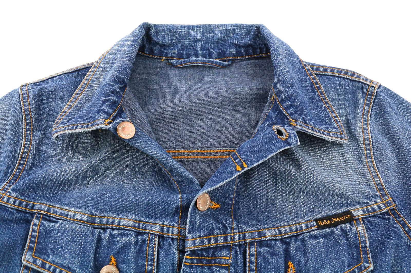 NUDIE JEANS Terry Recycle Worn In Men's Jacket S Blue Faded Cotton