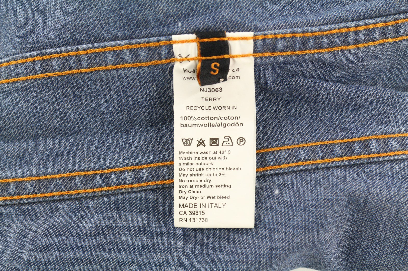 NUDIE JEANS Terry Recycle Worn In Men's Jacket S Blue Faded Cotton