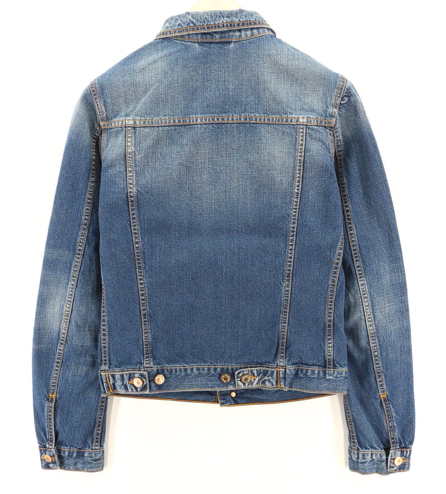 NUDIE JEANS Terry Recycle Worn In Men's Jacket S Blue Denim Unlined Wash