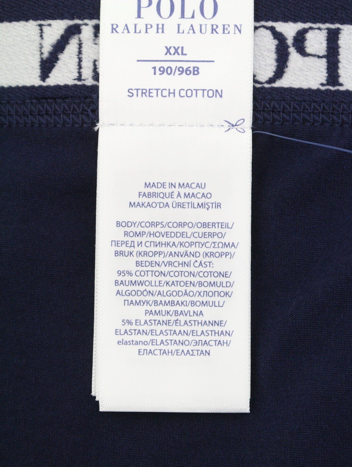 RALPH LAUREN Men Underwear 2XL Blue Stretch Cotton Tricot Boxer Brief 3-Pack