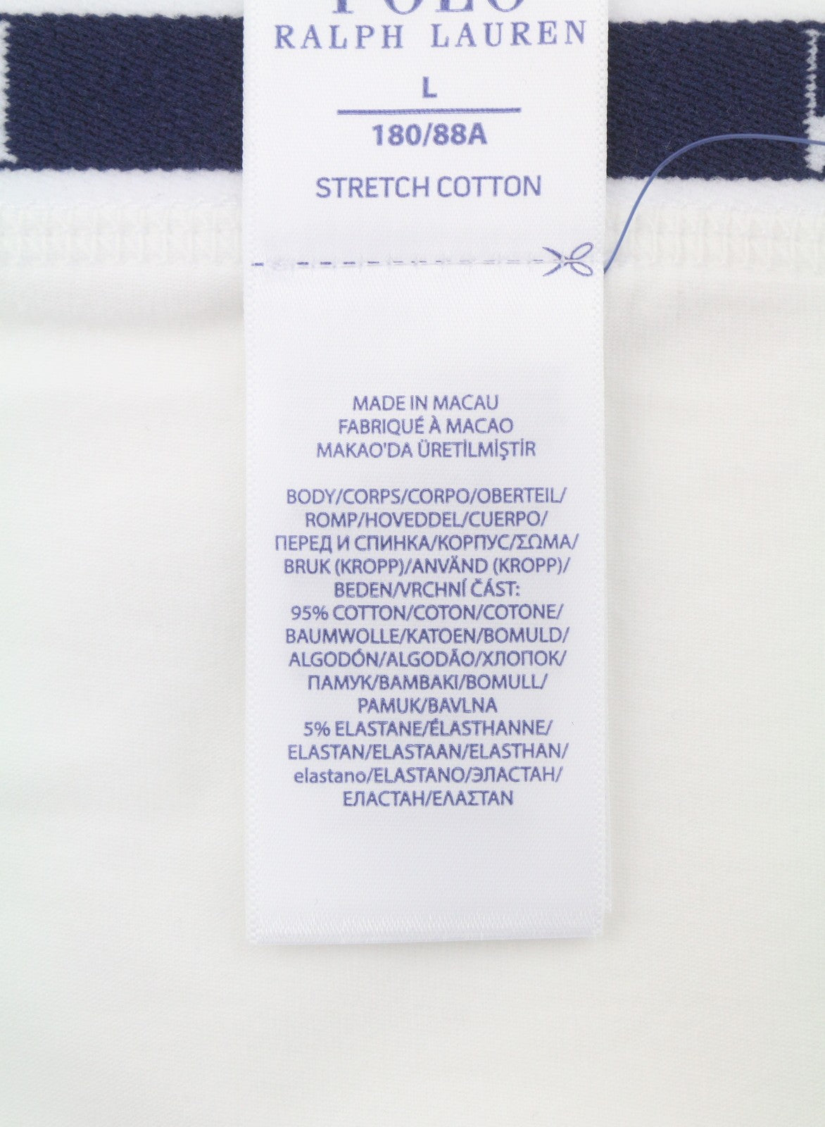 RALPH LAUREN vyriški apatiniai L dydžio balti tamprūs medvilniniai trikotažiniai bokseriai, 3 vnt. pakuotė 