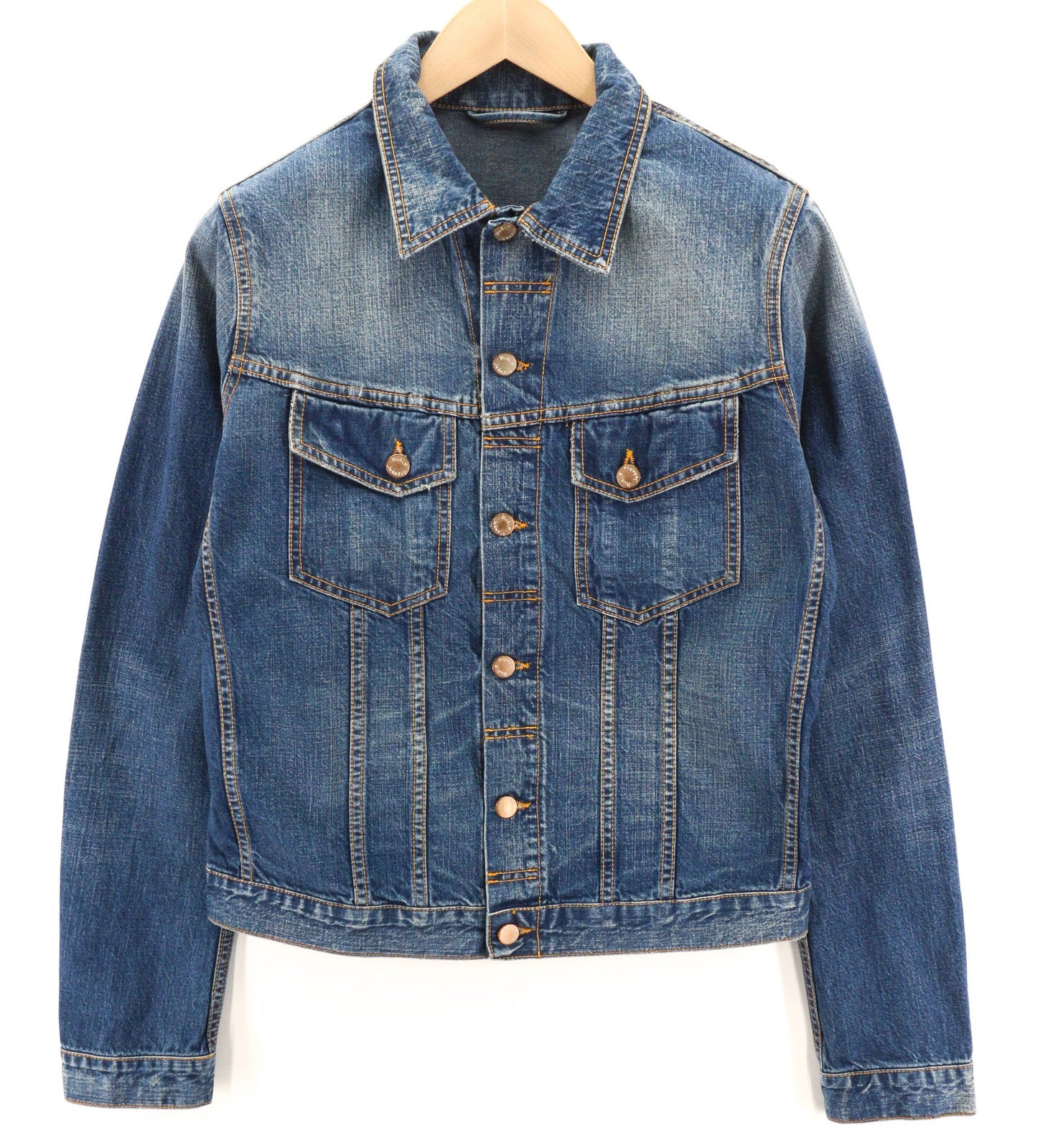 NUDIE JEANS Terry Recycle Worn In vyriška mėlyna medvilninė džinsinė striukė ilgomis rankovėmis M 