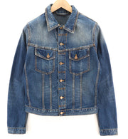 NUDIE JEANS Terry Recycle Worn In Men's Blue Cotton Denim Jacket M Long Sleeve