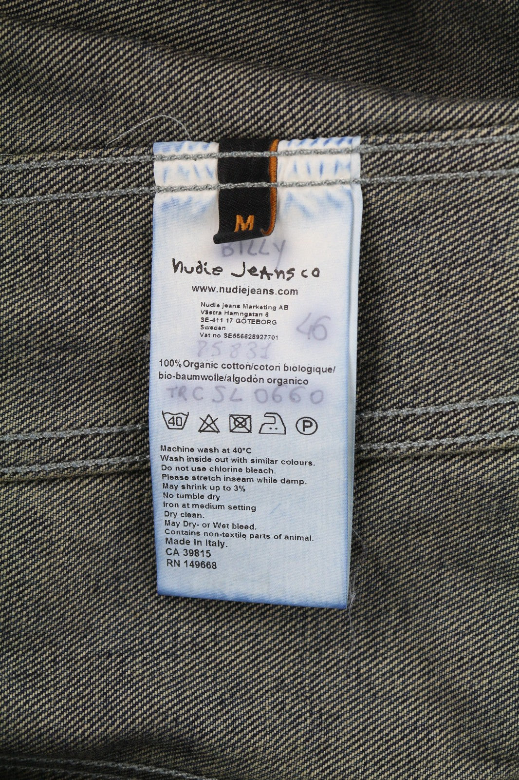 NUDIE JEANS Men's Selvedge Blue Denim Jacket M Washed Cotton Single-Breasted