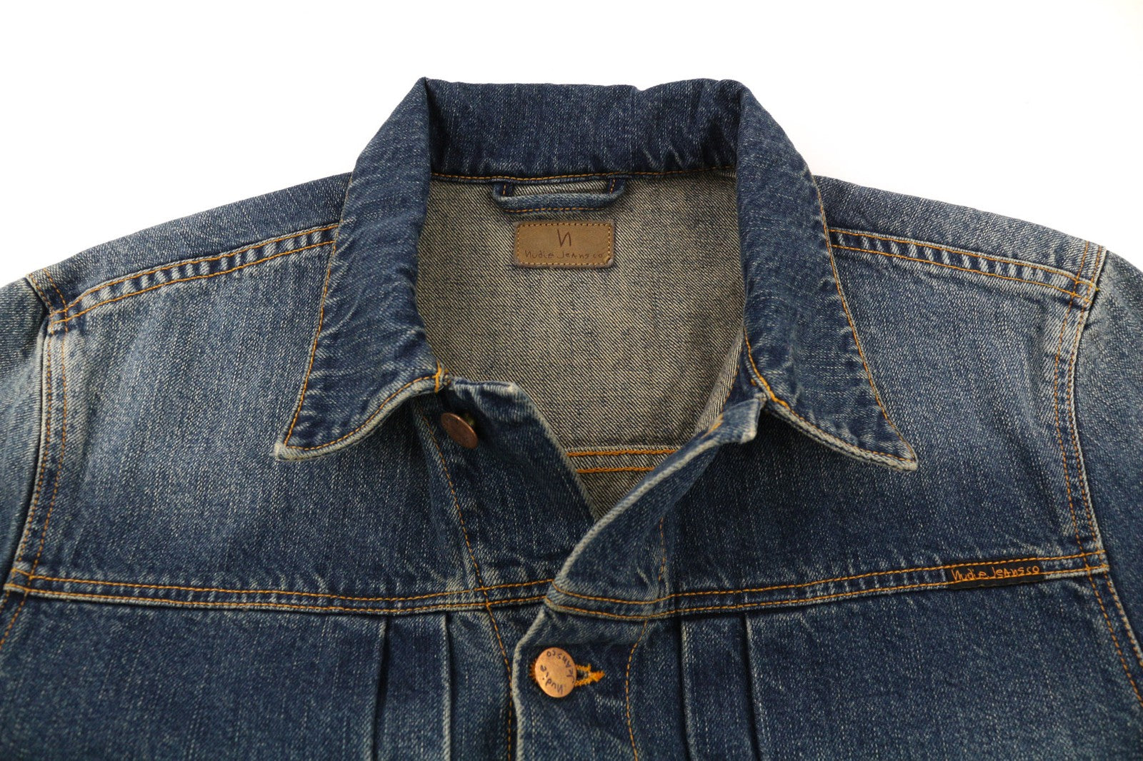 NUDIE JEANS Sonny Blue Friend Men's Denim Jacket M Washed Pure Cotton Blue