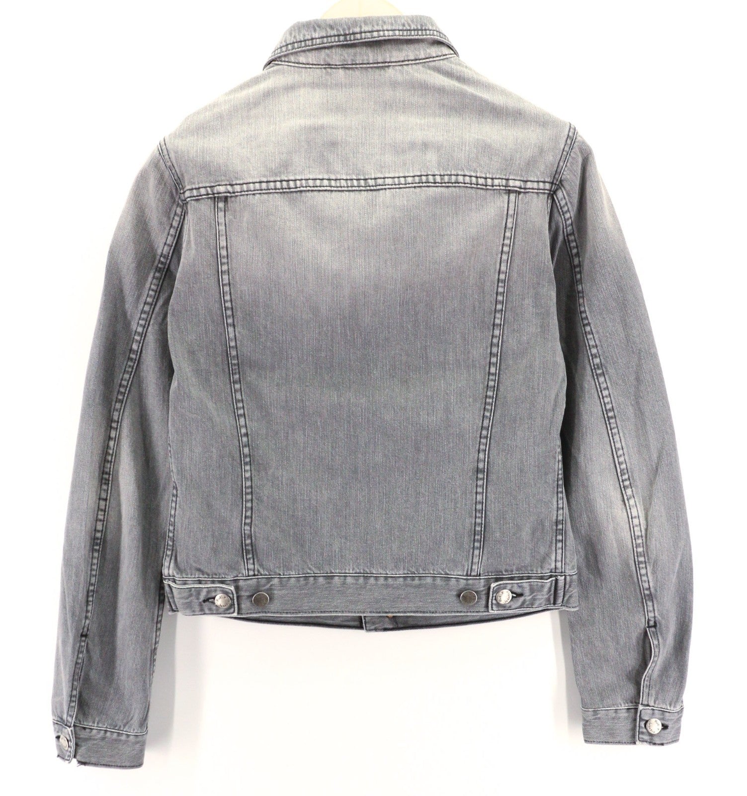 NUDIE JEANS Terry Sunbleached Black Men's Grey Denim Jacket S Pure Cotton Wash