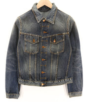 NUDIE JEANS Terry Org. Streaky Denim Men's Blue Wash Pure Cotton Jacket S