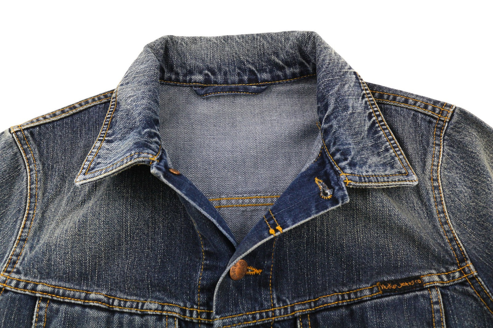 NUDIE JEANS Terry Org. Streaky Denim Men's Blue Wash Pure Cotton Jacket S