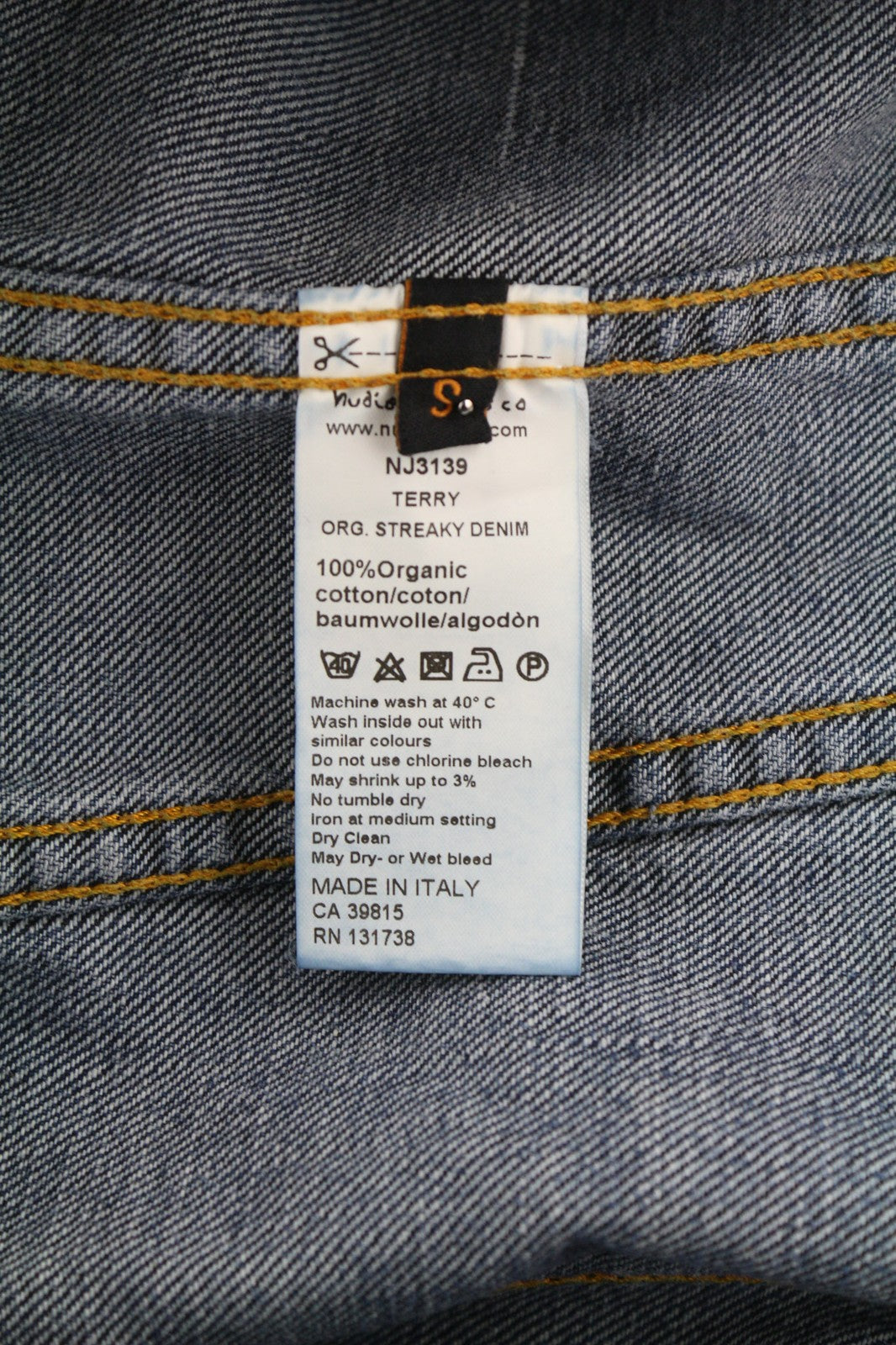 NUDIE JEANS Terry Org. Streaky Denim Men's Blue Wash Pure Cotton Jacket S