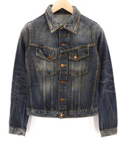 NUDIE JEANS Terry Org. Streaky Denim vyriška XS dydžio mėlyna medvilninė striukė be pamušalo 