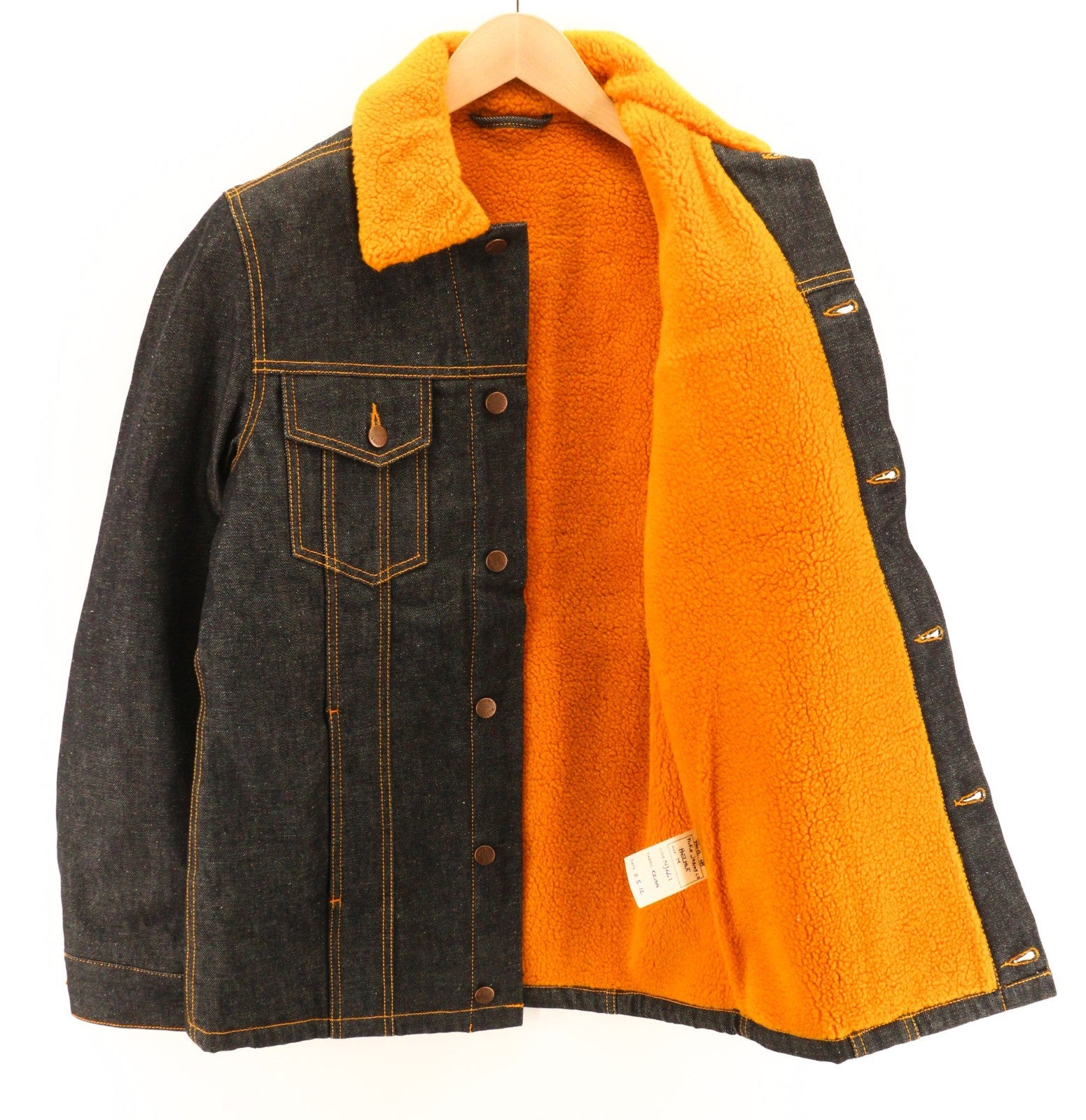 NUDIE JEANS Helmut Men's M Blue Denim Jacket Sherpa Lined Long Sleeve Classic