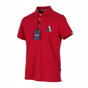 AQUASCUTUM vyriški raudoni polo marškinėliai trumpomis rankovėmis su 1/4 sagų logotipu, skirti visiems metų laikams 
