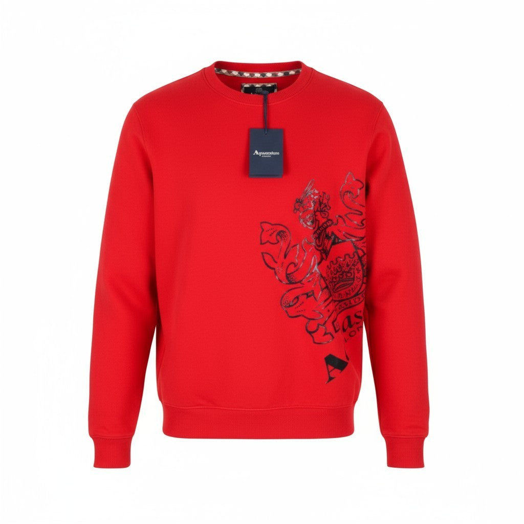 AQUASCUTUM FGIA27 vyriškas L dydžio raudonas megztinis ilgomis rankovėmis, visiems sezonams 