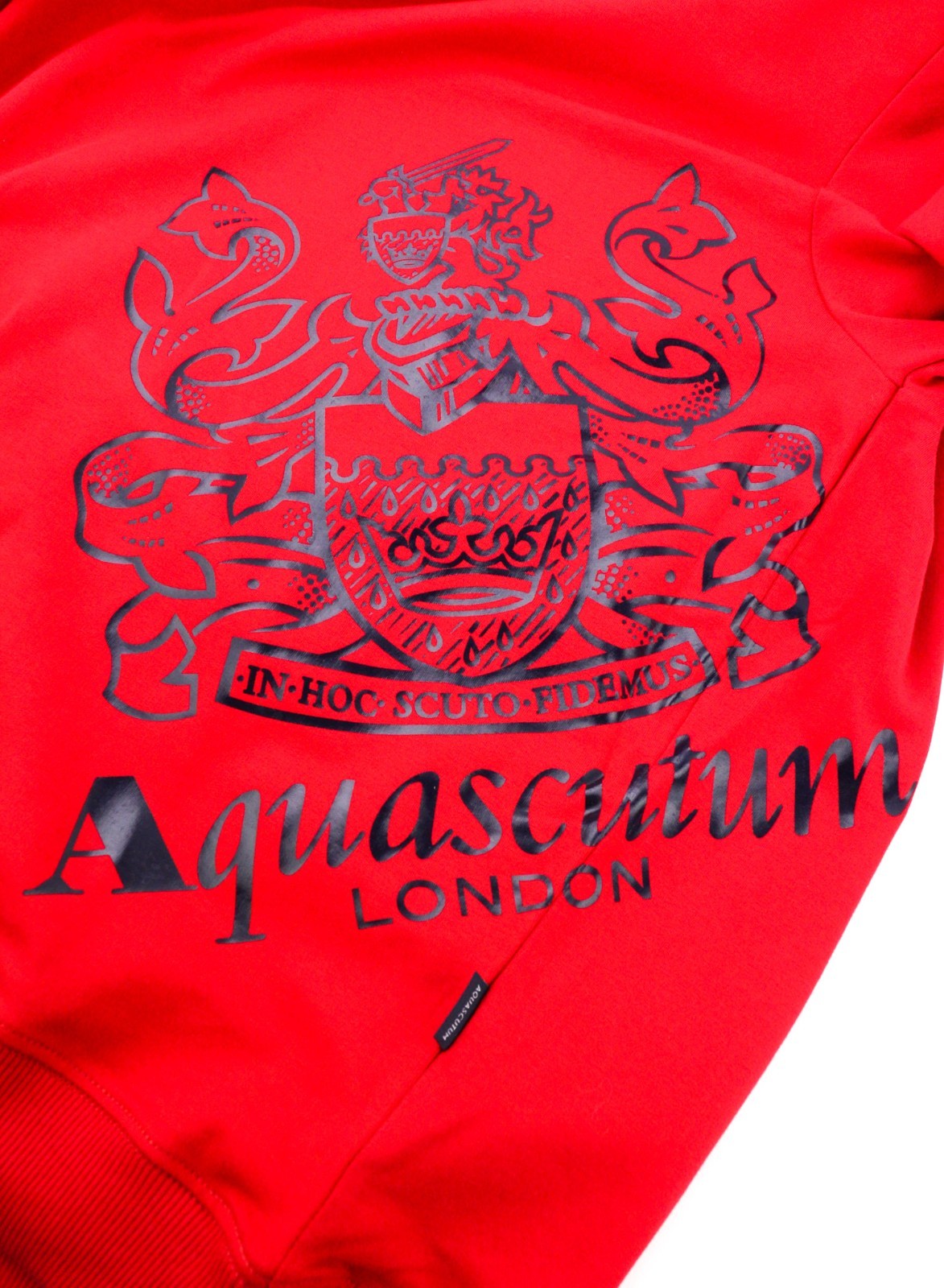 AQUASCUTUM FGIA27 vyriškas XL dydžio raudonas džemperis su apvalia kaklu ir ilgomis rankovėmis bei logotipu 