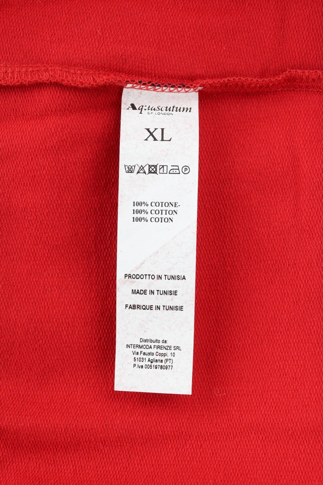 AQUASCUTUM FGIA27 vyriškas XL dydžio raudonas džemperis su apvalia kaklu ir ilgomis rankovėmis bei logotipu 