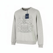 AQUASCUTUM FGIA28 vyriškas 2XL pilkas melanžo megztinis su apvalia juostele ir logotipu 