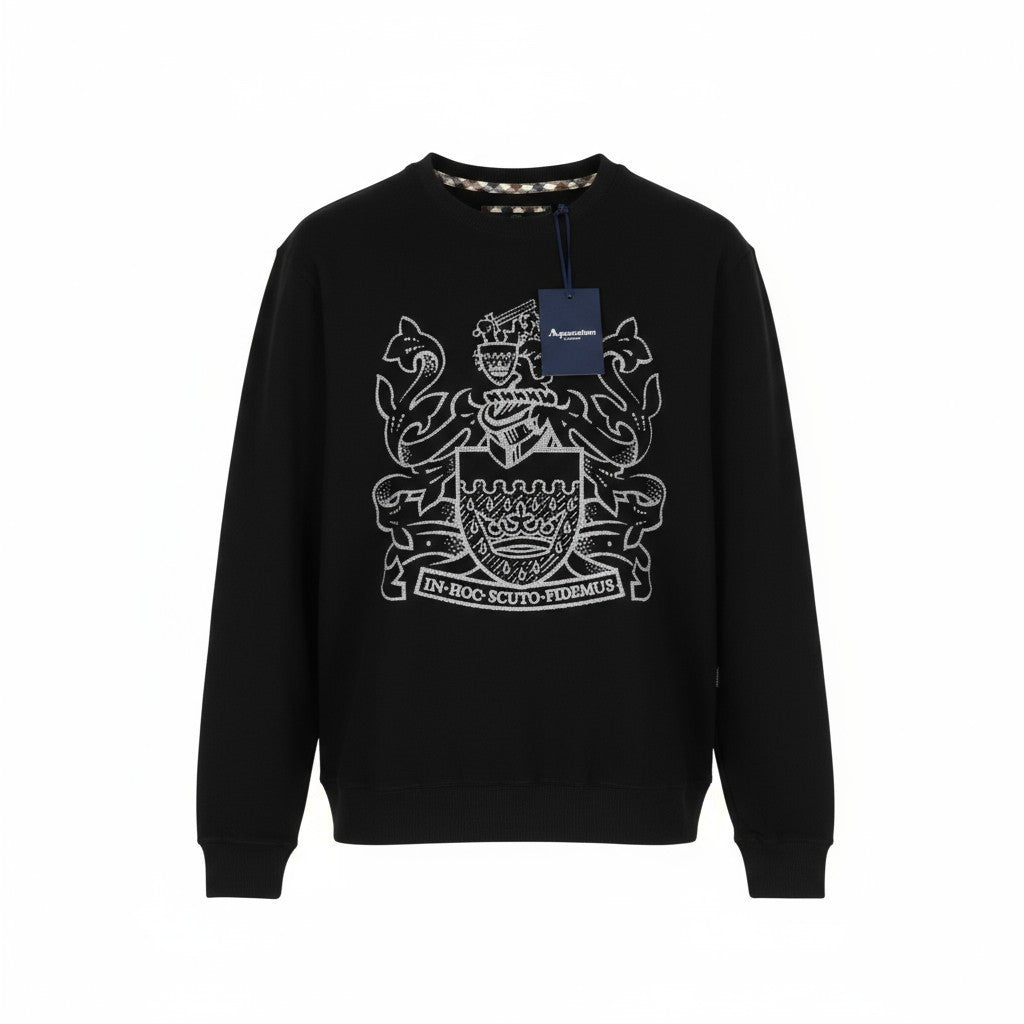 AQUASCUTUM FGIA28 vyriškas L dydžio juodas megztinis ilgomis rankovėmis, derantis visiems sezonams 