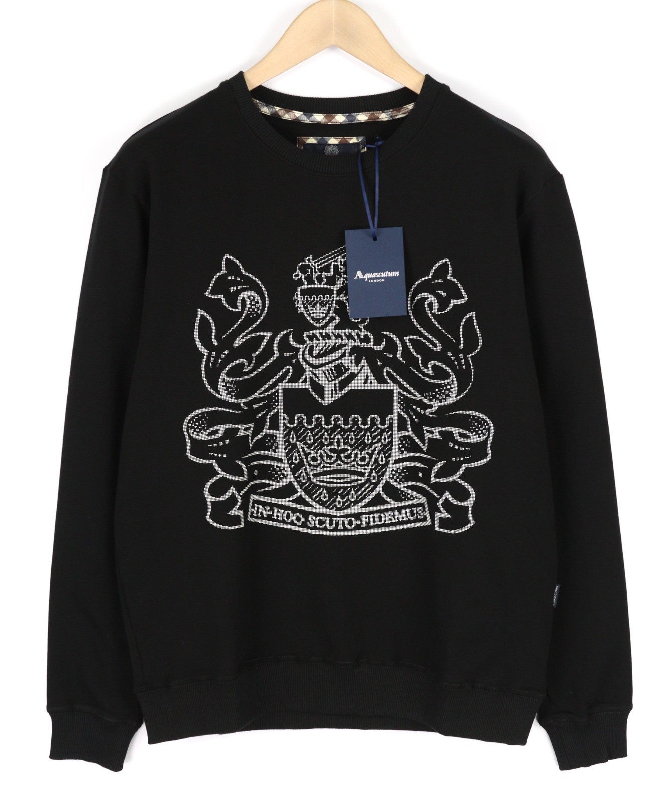 AQUASCUTUM FGIA28 vyriškas L dydžio juodas megztinis ilgomis rankovėmis, derantis visiems sezonams 