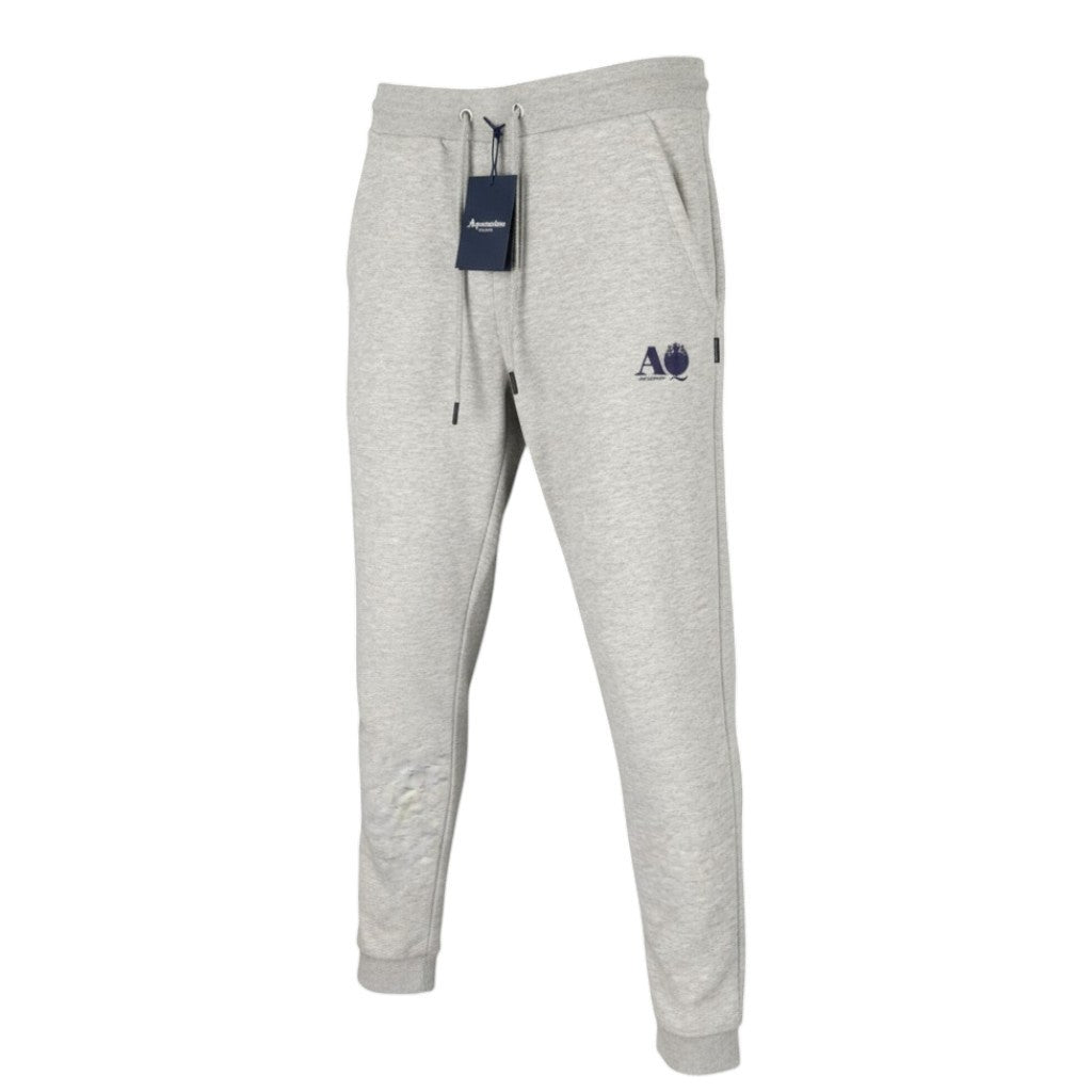 AQUASCUTUM PAAI03 vyriškos XL dydžio pilkos melanžo spalvos sportinės kelnės su raišteliu juosmenyje 