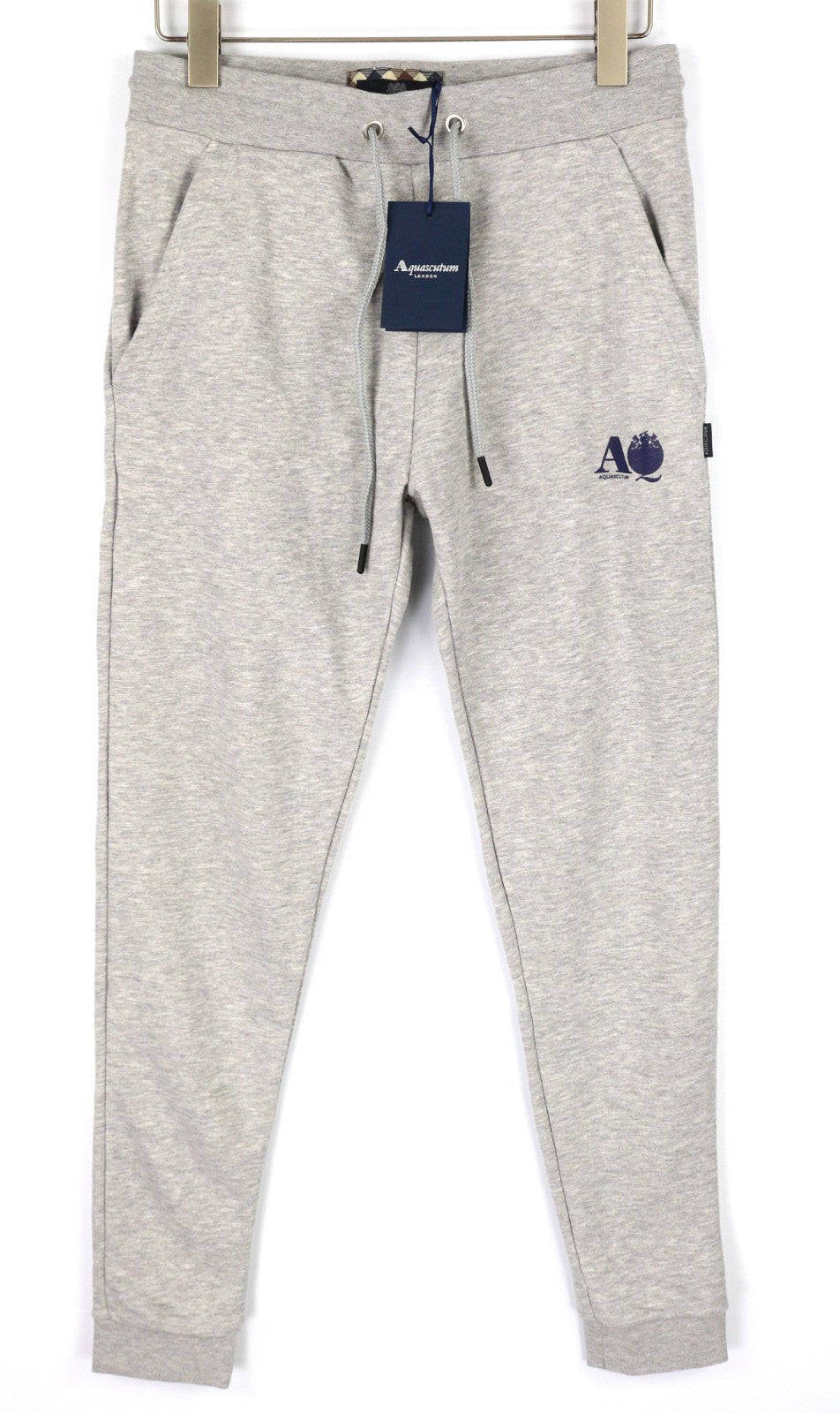 AQUASCUTUM PAAI03 vyriškos XL dydžio pilkos melanžo spalvos sportinės kelnės su raišteliu juosmenyje 