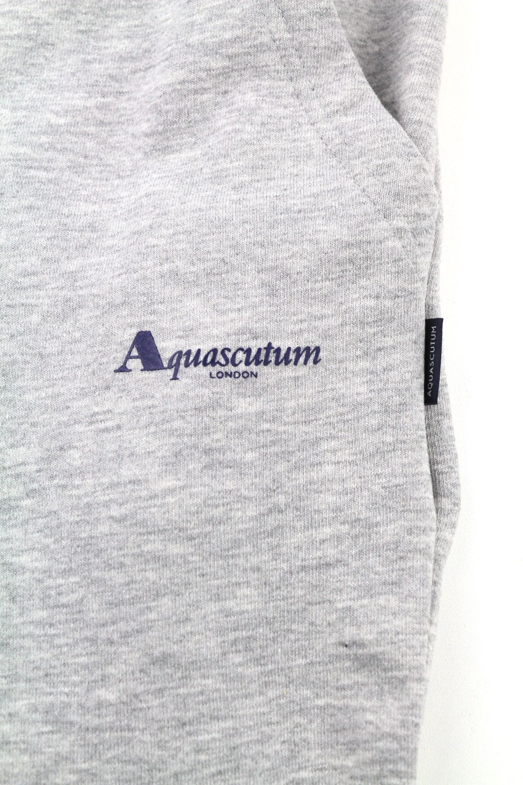 AQUASCUTUM PAAI02 vyriškos XL dydžio melanžo pilkos sportinės kelnės su logotipu ir raišteliu juosmenyje 