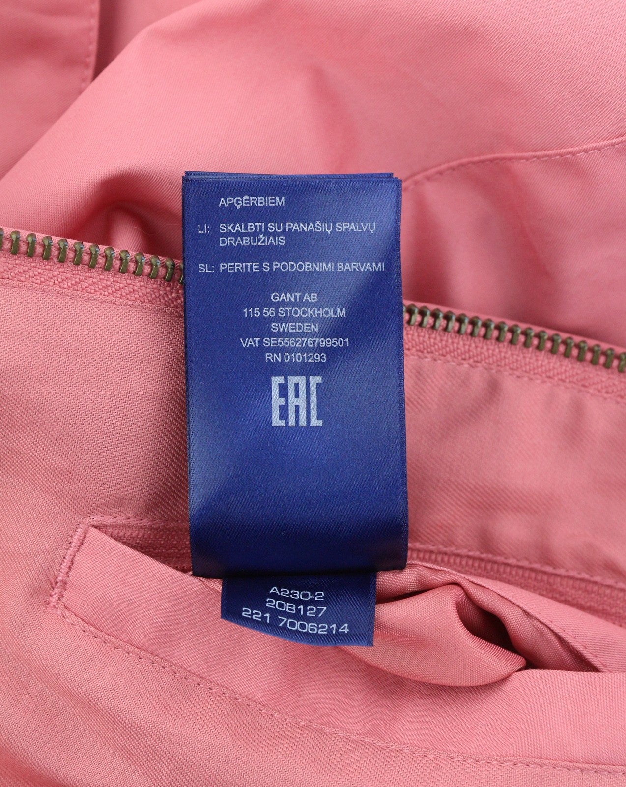 GANT Cotton Harringtone Men Jacket L Rapture Rose Full Zip Bomber Lightweight