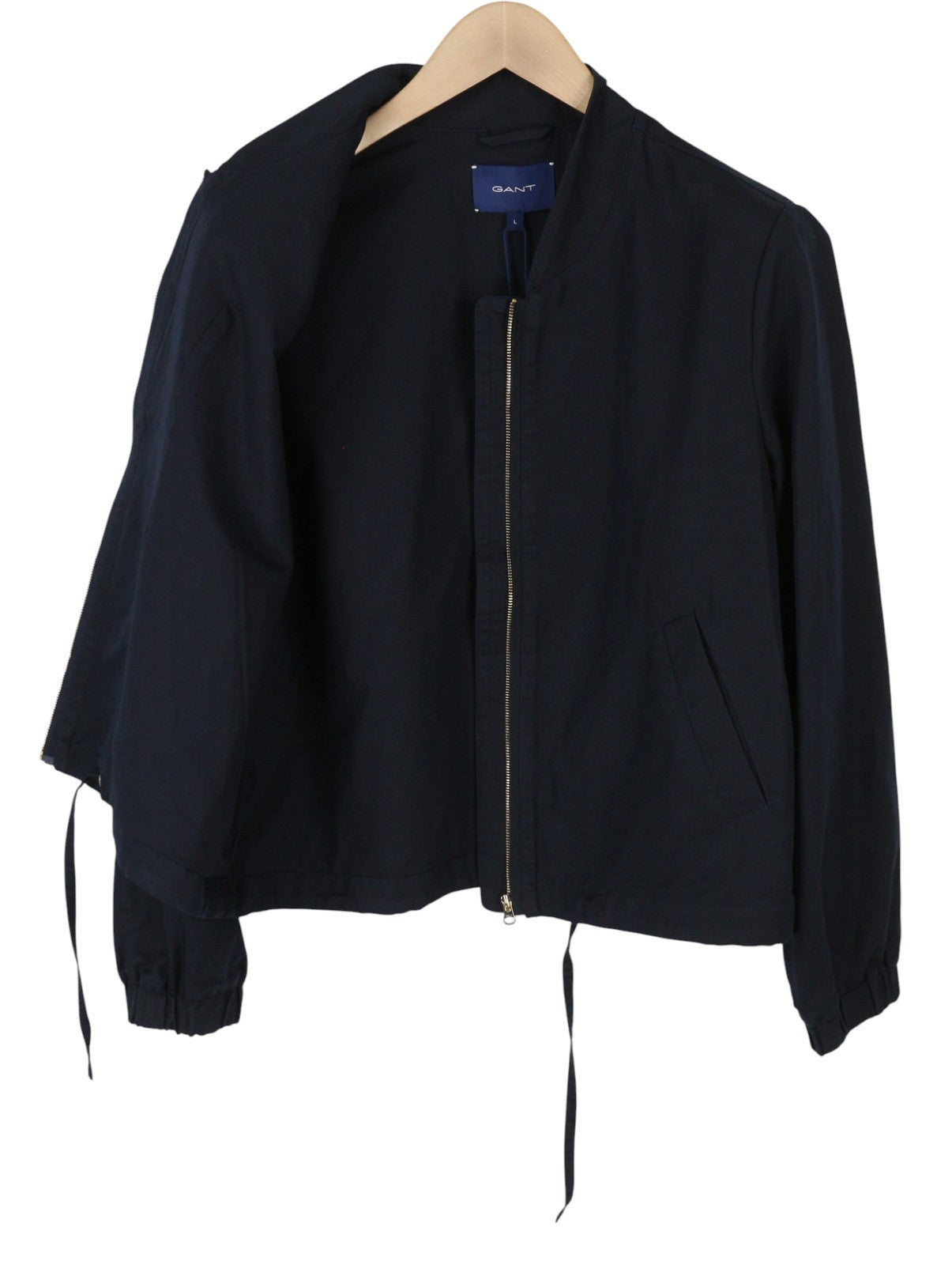 GANT Linen Blend Blouson Women Jacket L Evening Blue Zip Lightweight Bomber