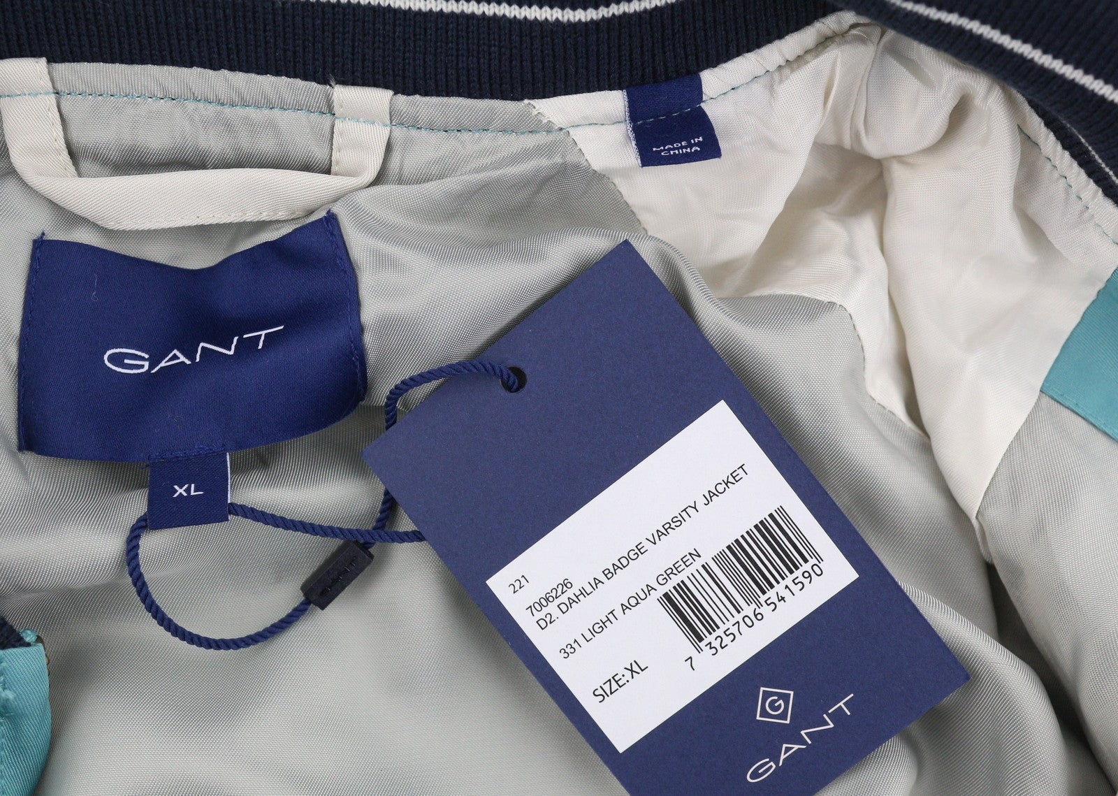 GANT Dahlia Badge Varsity Men Jacket XL Aqua Green Lightweight Bomber RRP499