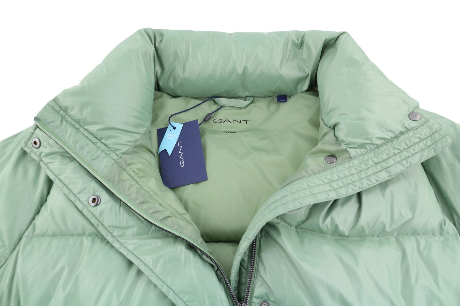 GANT trumpintas pūkinis moteriškas švarkas XL dydžio Kalamata žalias, pūkuotas, dygsniuotas, RRP425 