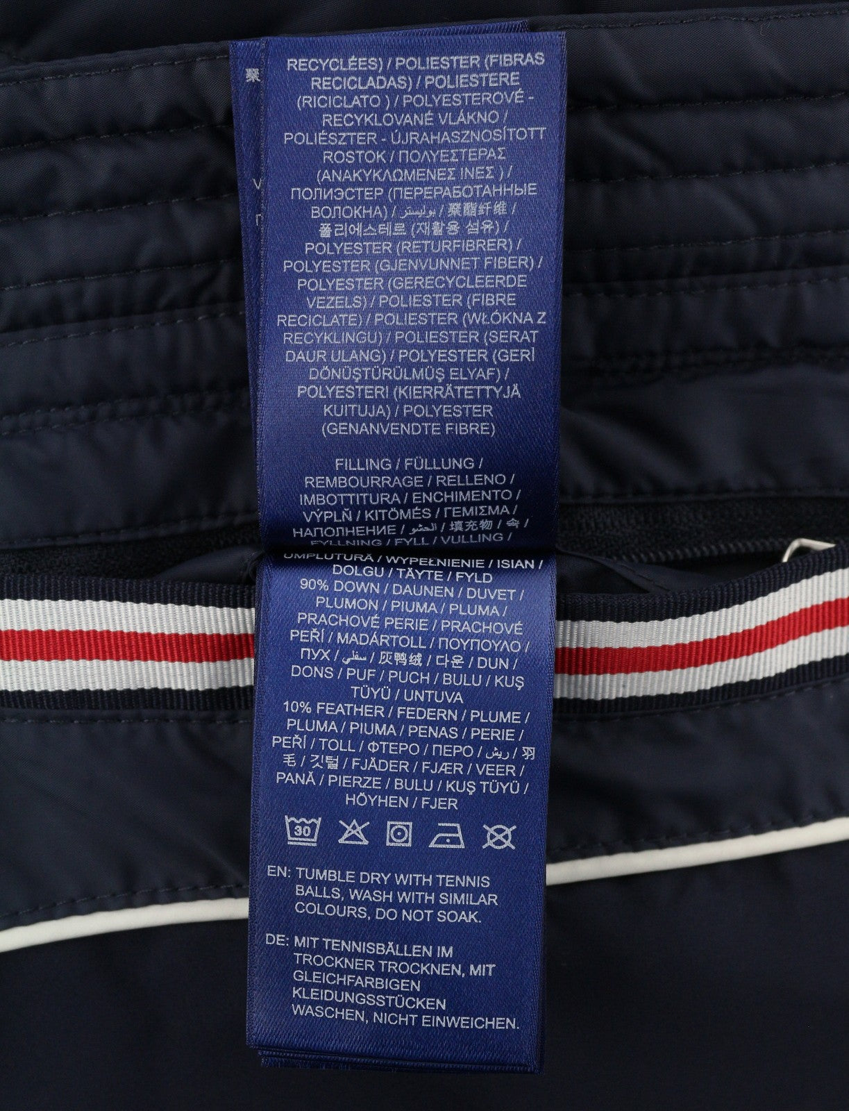 GANT ilga pūkinė moteriška striukė XS, vakarinės mėlynos spalvos, su paminkštintu dygsniuotu gobtuvu, vidutinio dydžio, RRP299 