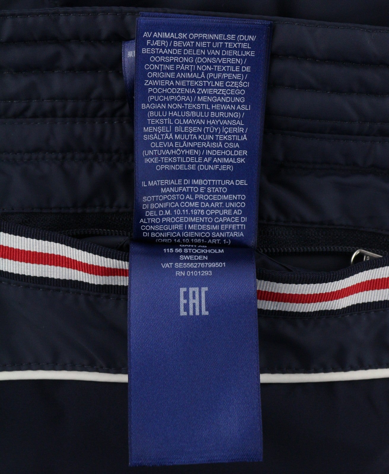 GANT ilga pūkinė moteriška striukė M, vakarinės mėlynos spalvos, su paminkštinimu, dygsniuotu gobtuvu, vidutinio dydžio, RRP299 