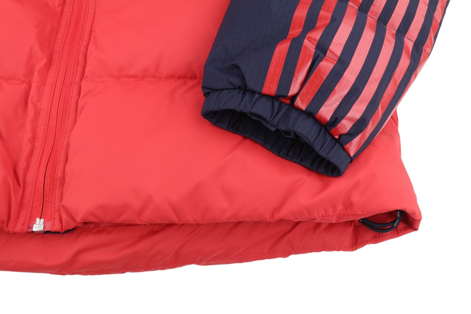 GANT Striped Block Puffer Men Jacket M Bright Red Quilted Hooded Padded RRP399