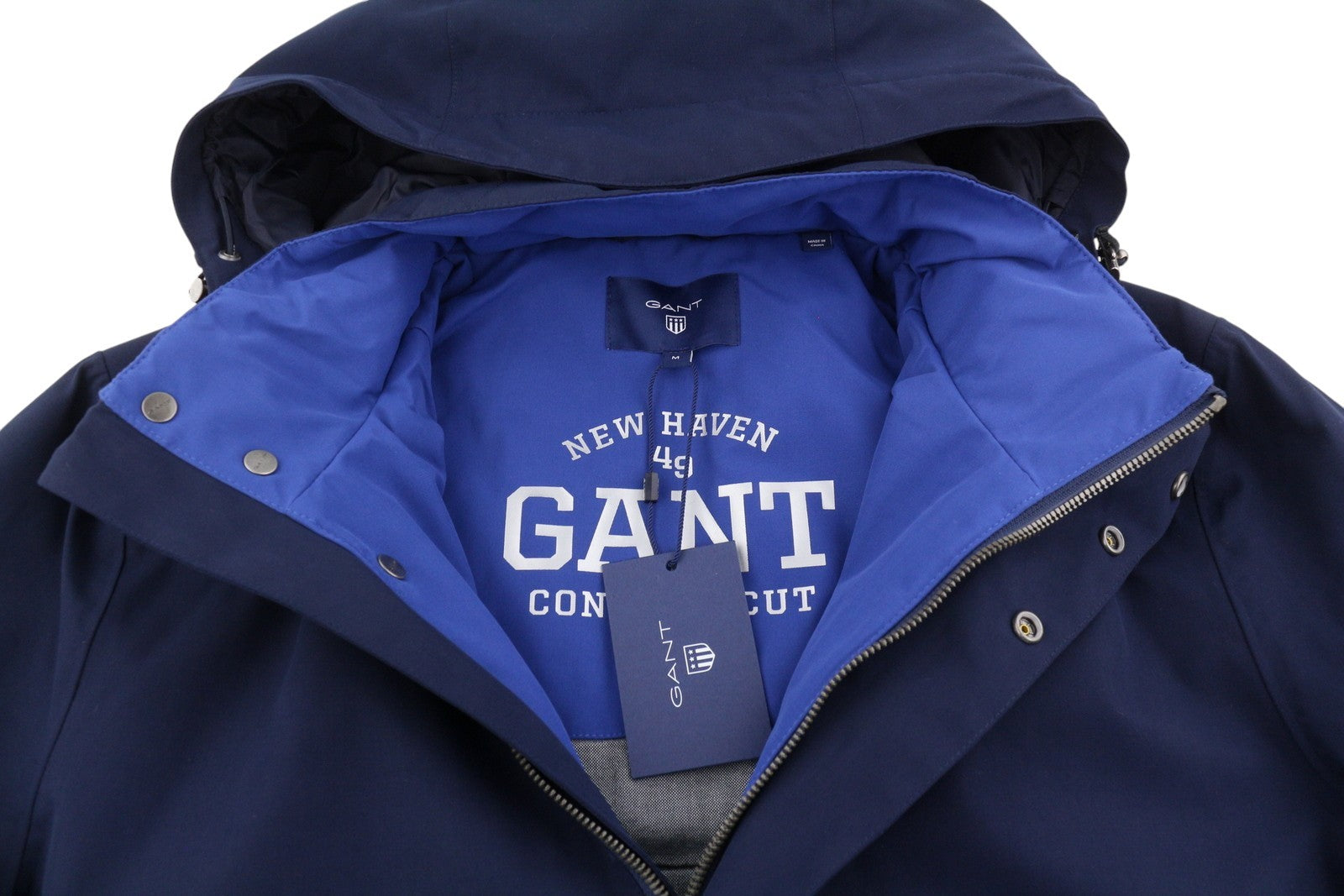 GANT The Rough Weather Slicker Men Jacket M Dusk Blue Padded Hooded RRP449