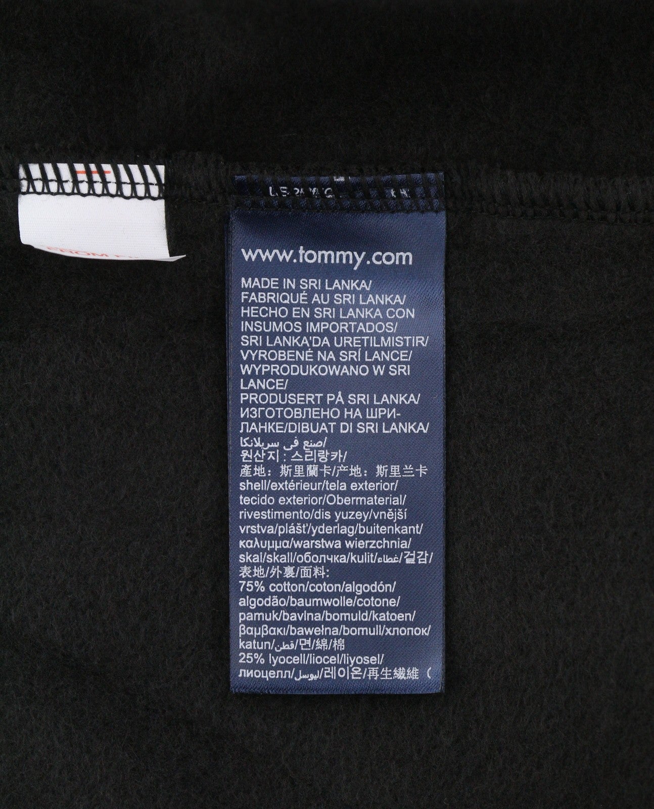 TOMMY HILFIGER Men Hoodie XL Black Oversized Kangaroo Pocket Front Logo Pull On