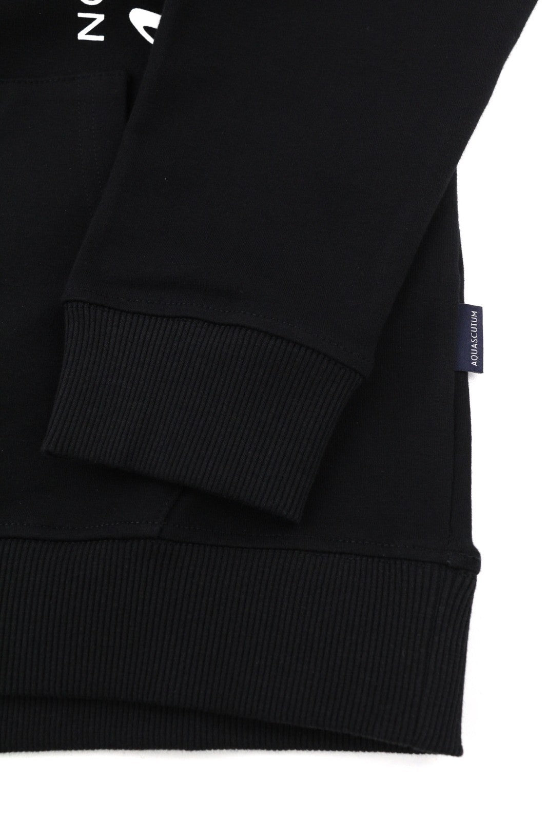 AQUASCUTUM FCIA18 vyriškas L dydžio juodas džemperis su gobtuvu ir kengūros logotipu bei kišene 