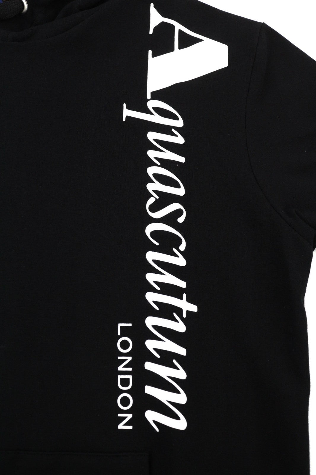 AQUASCUTUM FCIA18 vyriškas L dydžio juodas džemperis su gobtuvu ir kengūros logotipu bei kišene 