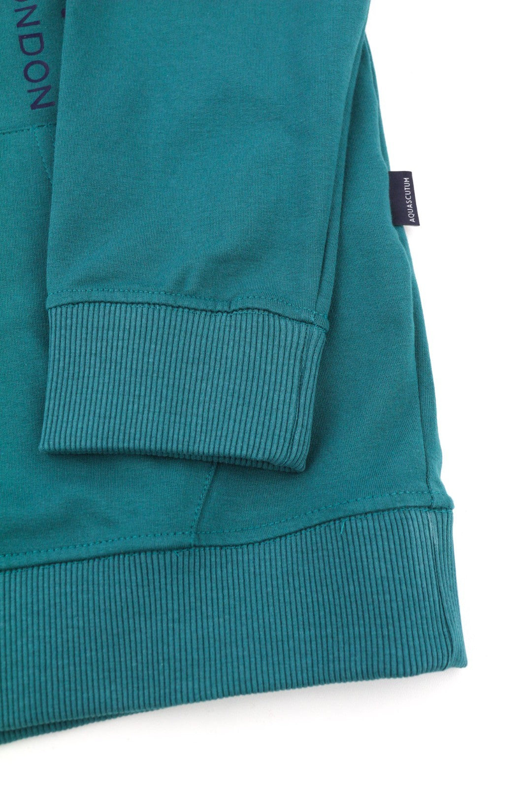 AQUASCUTUM FCIA18 vyrų L tamsiai žalios spalvos džemperis su logotipu, juostelės kengūra 