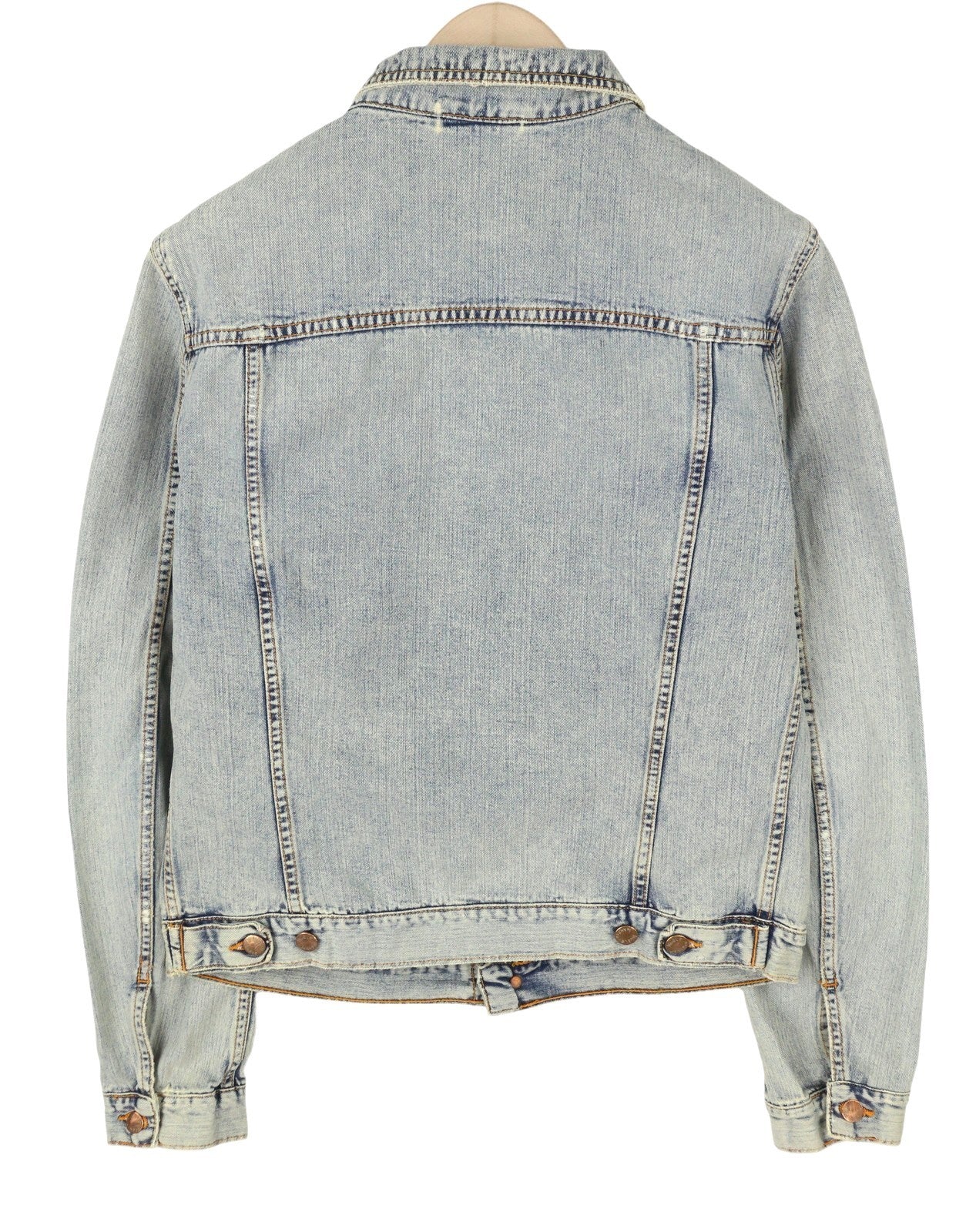 NUDIE JEANS Terry Bleach Blue Men Jacket L Denim Faded Button-Up Spread Neck