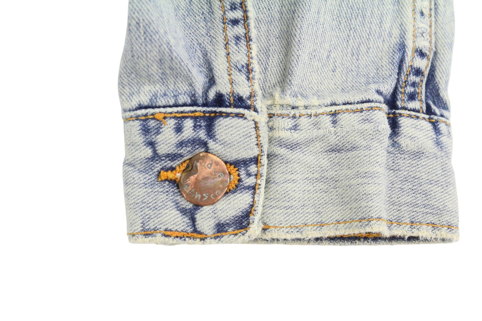 NUDIE JEANS Terry Bleach Blue Men Jacket L Denim Faded Button-Up Spread Neck